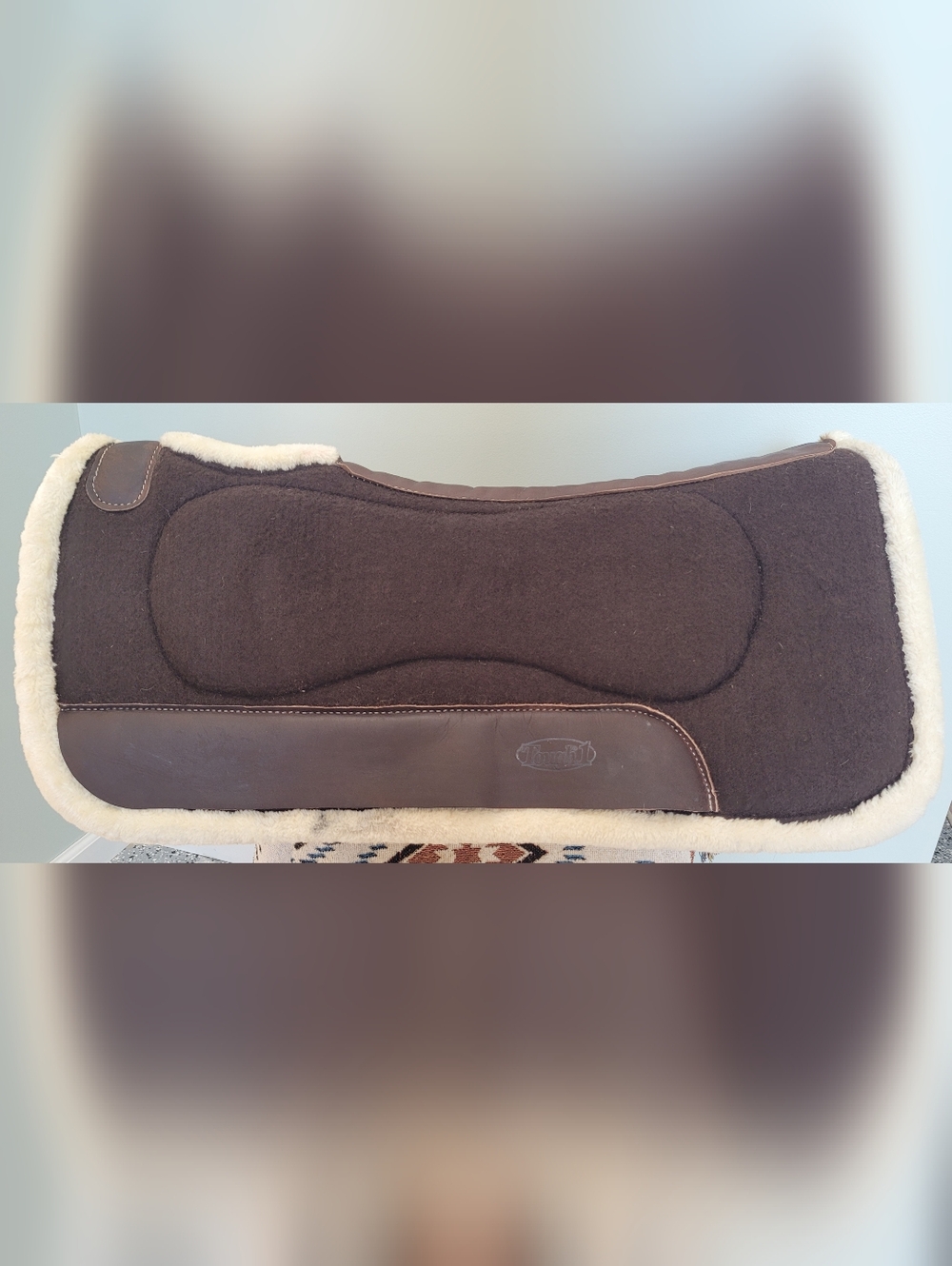 TOUGH1 Brown Western Saddle Pad with Fleece, Size 30x32 - Picture 3 of 15